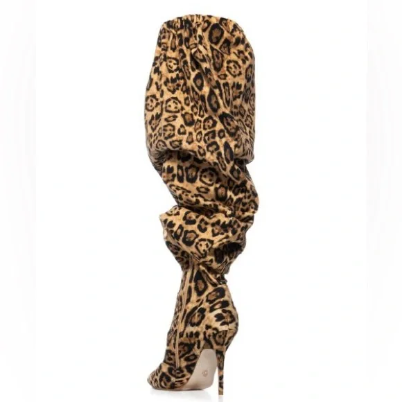 Azalea Wang Animal Print Leopard Slouchy Thigh High Boots